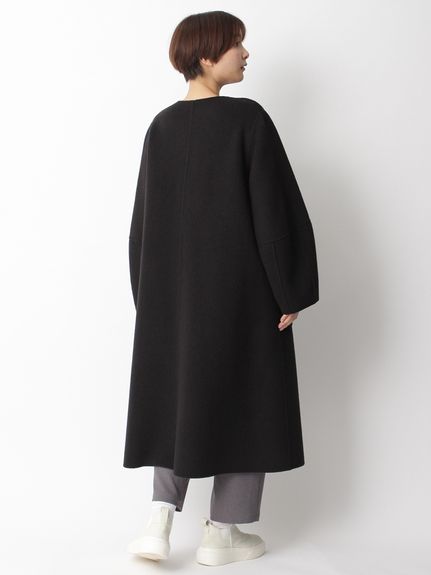 Vert メリノ配色リバー コクーンスリーブコート(リバーシブル)（ウール