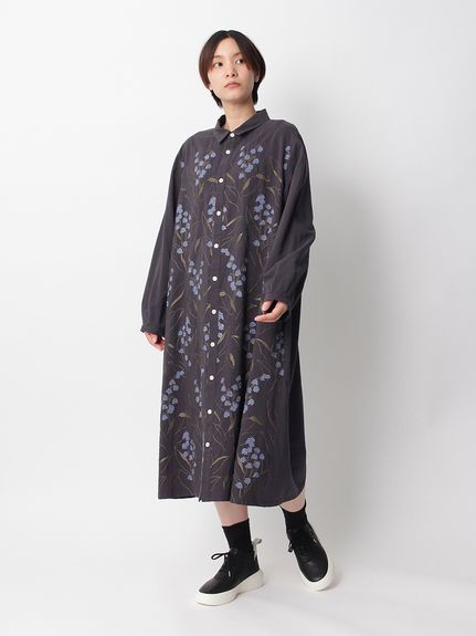 Vert リヨセルコットングログランすずらん刺繍ワンピース(前開き