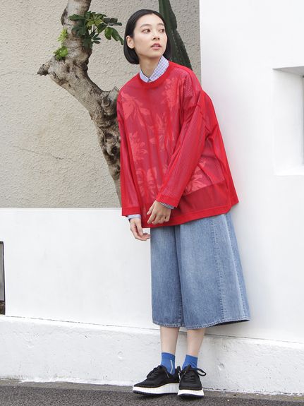 ドレープデニム ガウチョパンツ（デニムパンツ・ジーンズ）｜H.A.K