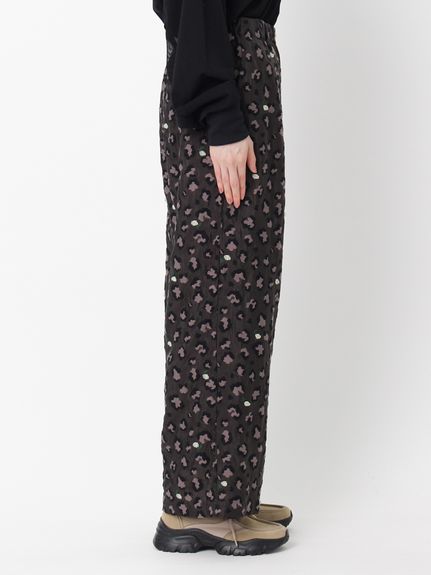 レオパードフラワーカットジャカードワイドパンツ(裏地付き)（ワイド