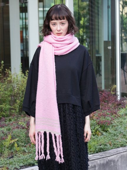 アルパカウールフリンジマフラー（ストール・マフラー・スヌード