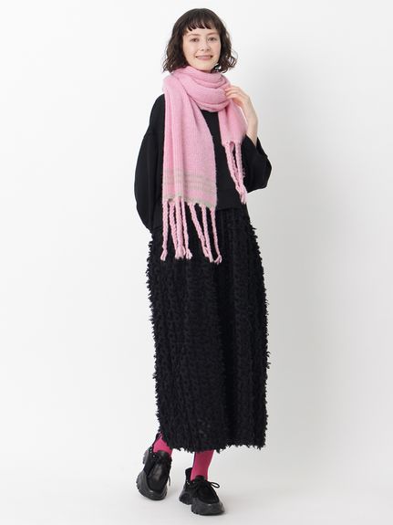 アルパカウールフリンジマフラー（ストール・マフラー・スヌード