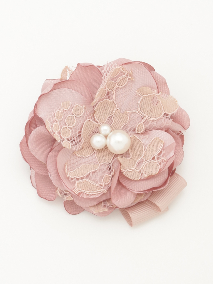 フォーマル対応]サテンフラワーモチーフコサージュ（ブローチ）｜hakka