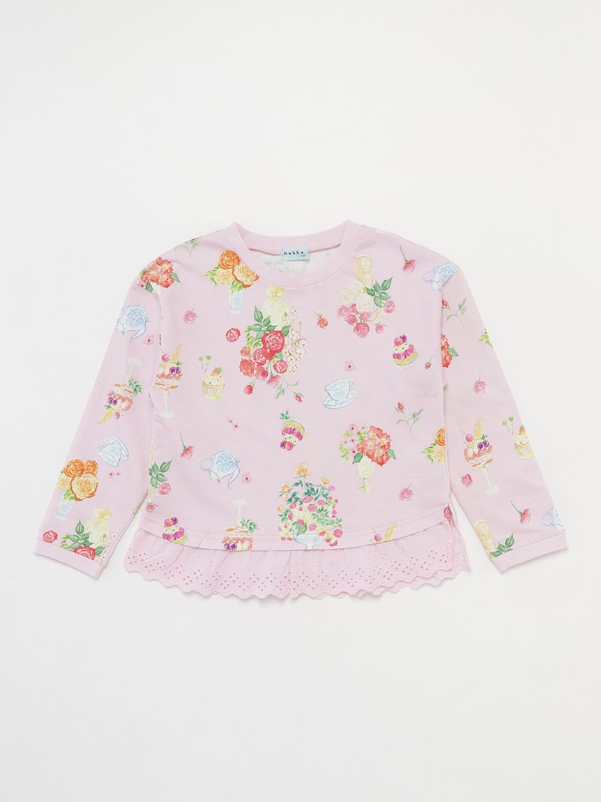 ローズティーパーティープリントミニ裏毛トレーナー（スウェット