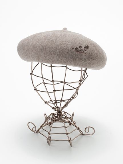 フラワーワンポイント刺繍バスクリブベレー帽（ベレー帽）｜SUPER