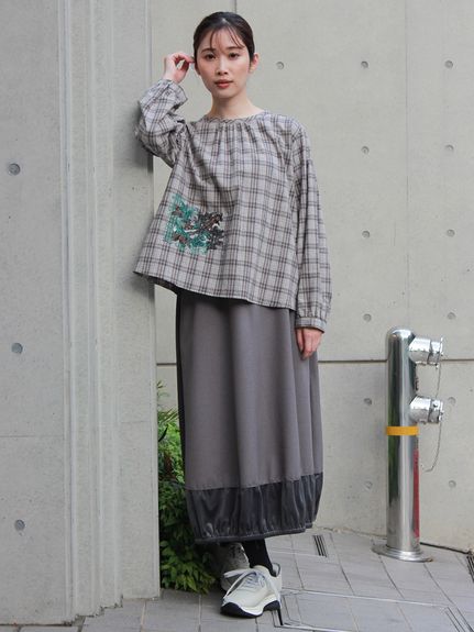 SUPER HAKKA×サクマ ユウコ 「森の家」モチーフ刺繍 先染めコットン麻