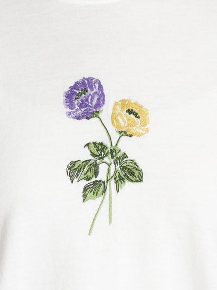 30/-天竺 花のワルツ刺繍ロングスリーブカットソー（Tシャツ）｜SUPER