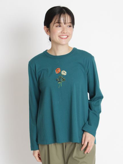 30/-天竺 花のワルツ刺繍ロングスリーブカットソー（Tシャツ）｜SUPER