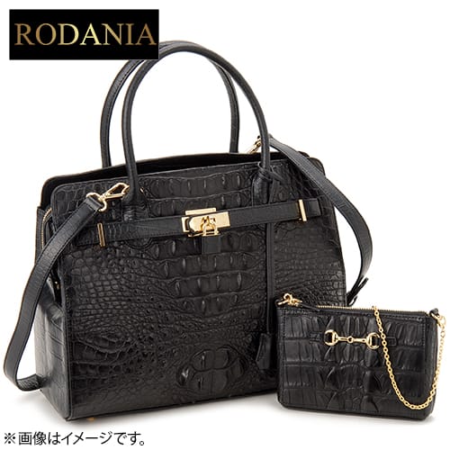 ロダニア バッグ・小物 【新品同様】クロコダイルハンドバッグ・ポーチ