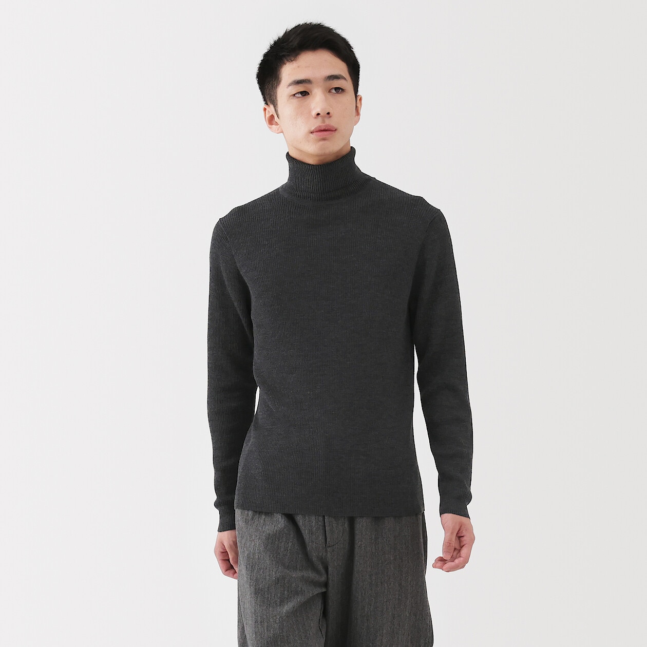 Men's Washable Ribbed Turtle Neck Sweater | 無印良品 MUJI