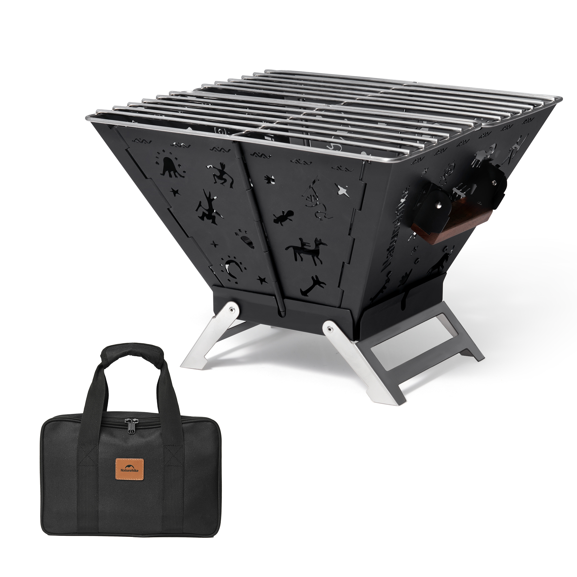 Naturehike TOTEM 焚き火台 キャンプ 2-4人用 焼き網付き 折りたたみ式 1台