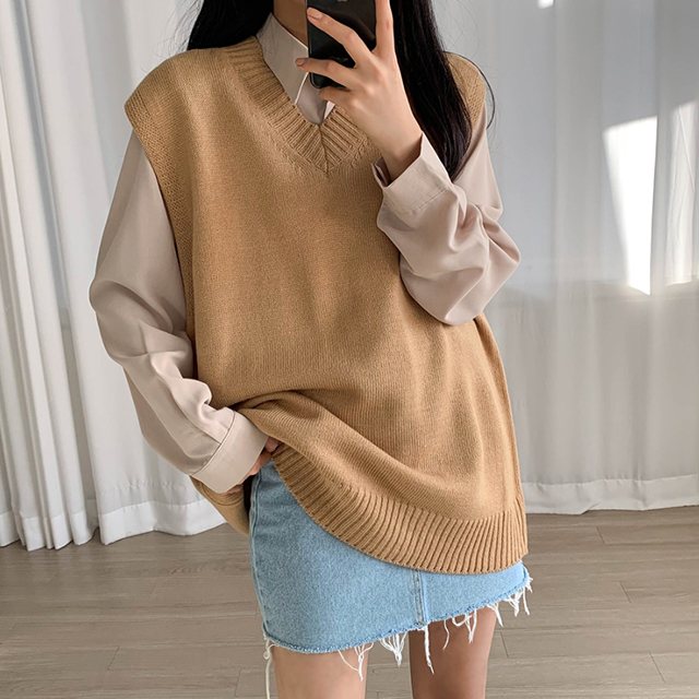 Vネックニットベスト｜ベスト｜韓国ファッション通販 SONA