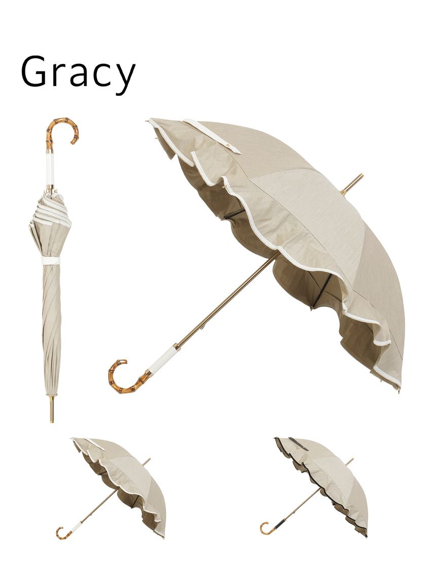 晴雨兼用日傘】グレイシー (Gracy) Natural frill 遮光99% 遮熱 UV99
