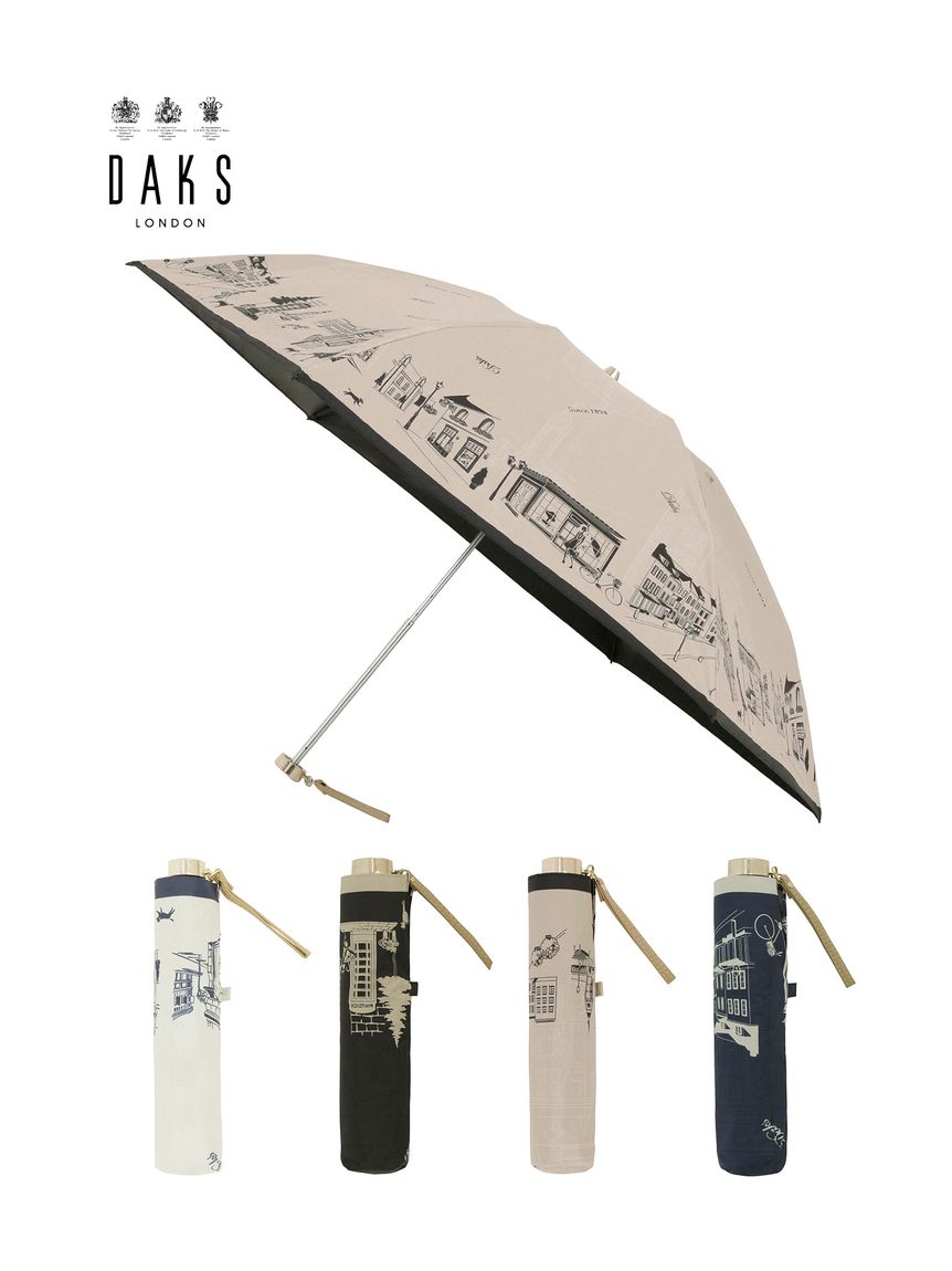晴雨兼用折りたたみ日傘】ダックス（DAKS）街並み 遮光99.99％ UV99