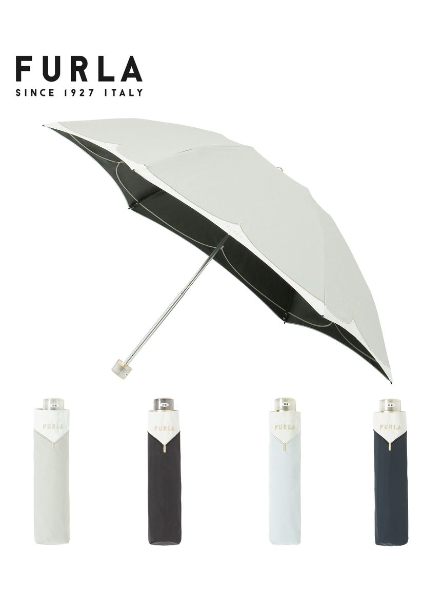 晴雨兼用折りたたみ日傘】フルラ（FURLA）バイカラーカットワーク 遮光