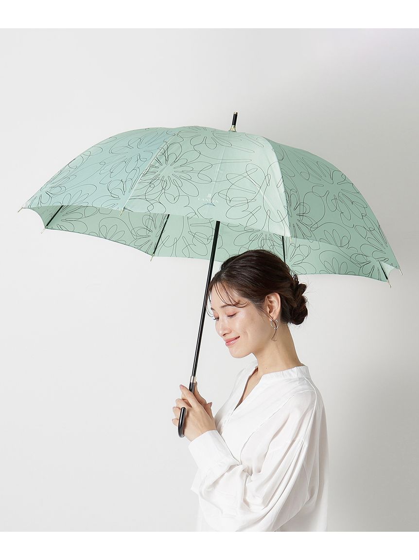 雨傘】ランバン オン ブルー (LANVIN en Bleu) 手書きフラワー 耐風傘