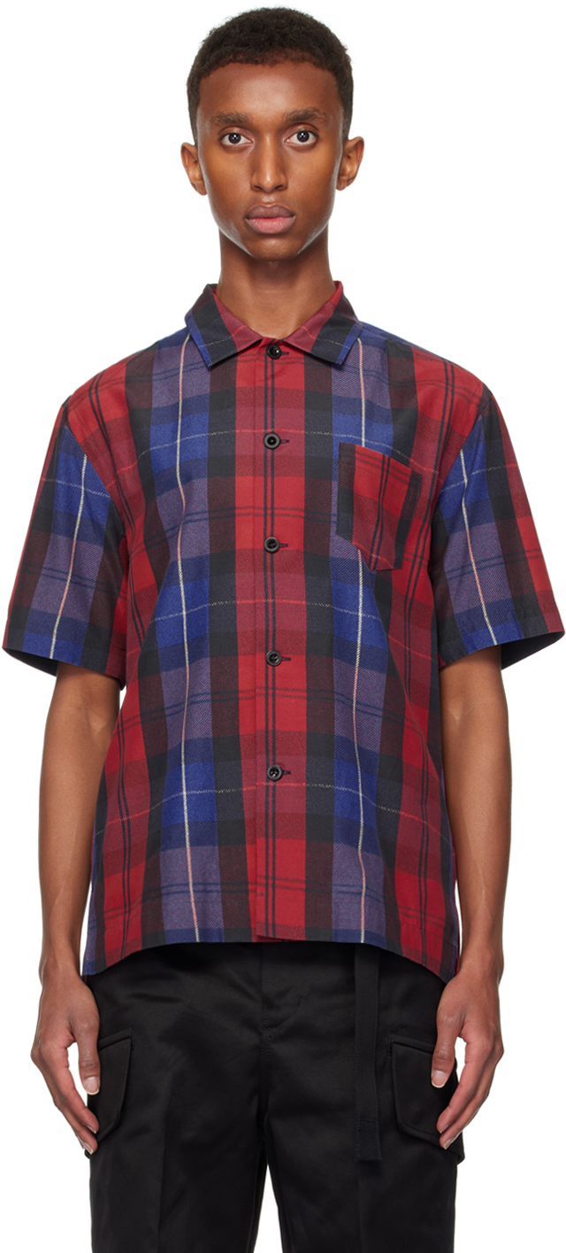 SSENSE Exclusive Red Check Shirt by sacai on Sale