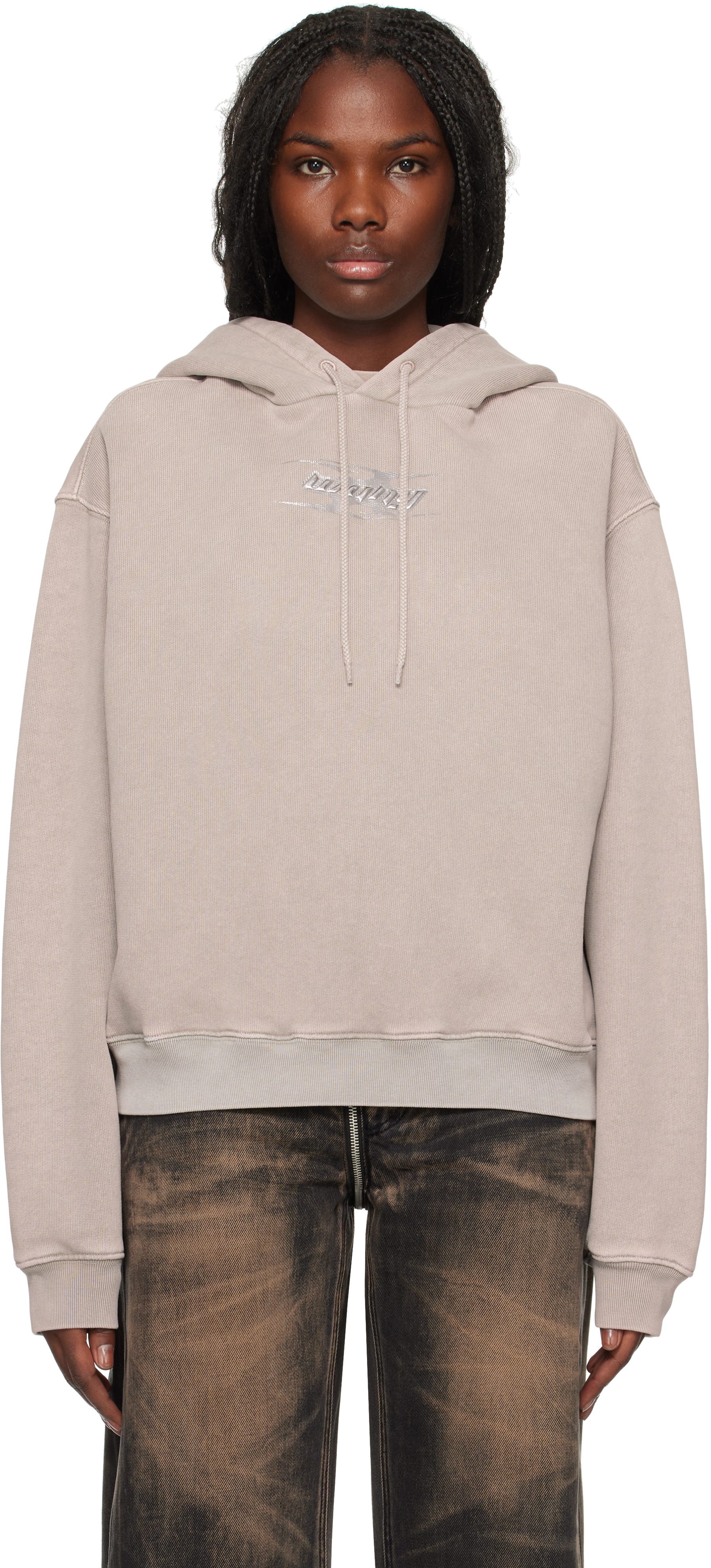 Taupe Blade Logo-Embossed Hoodie by alexanderwang.t on Sale