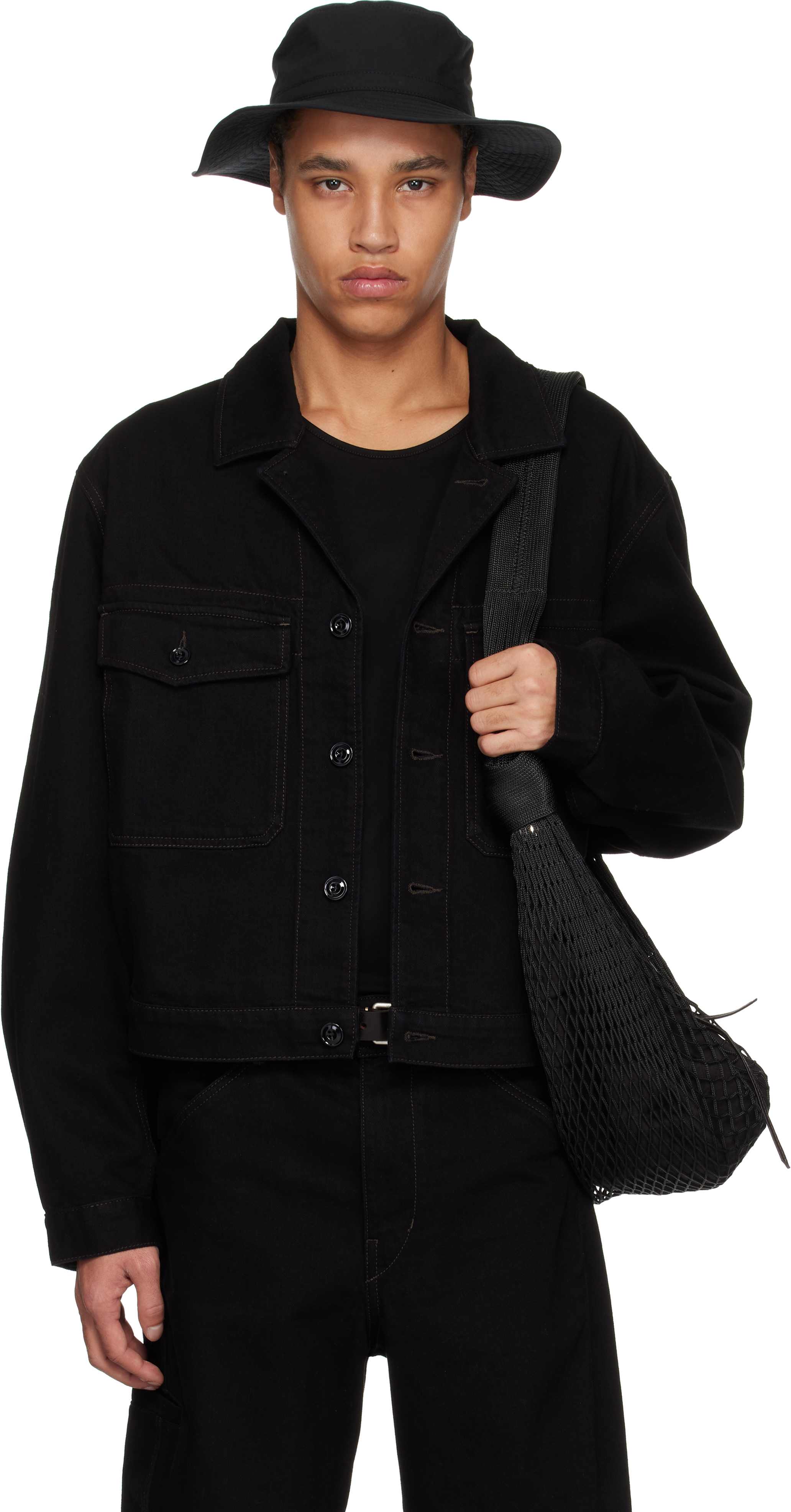 LEMAIRE: ブラック デニム トラッカージャケット | SSENSE 日本