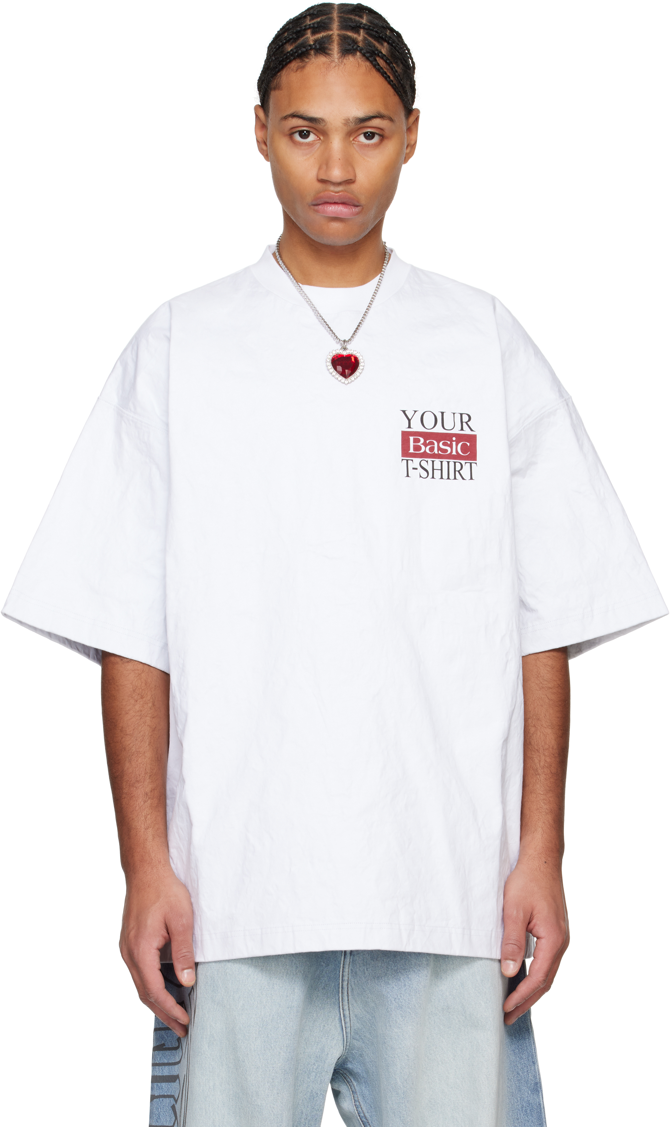VETEMENTSのホワイト Metalized Wrinkled Your Basic Tシャツがセール中