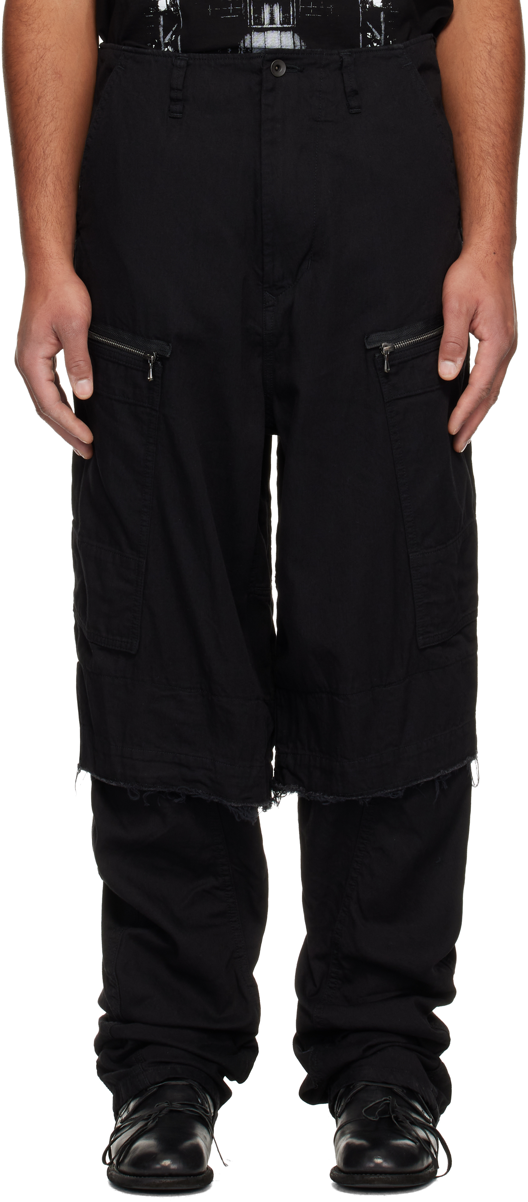 Black Rust Graft Cargo Pants by Julius on Sale
