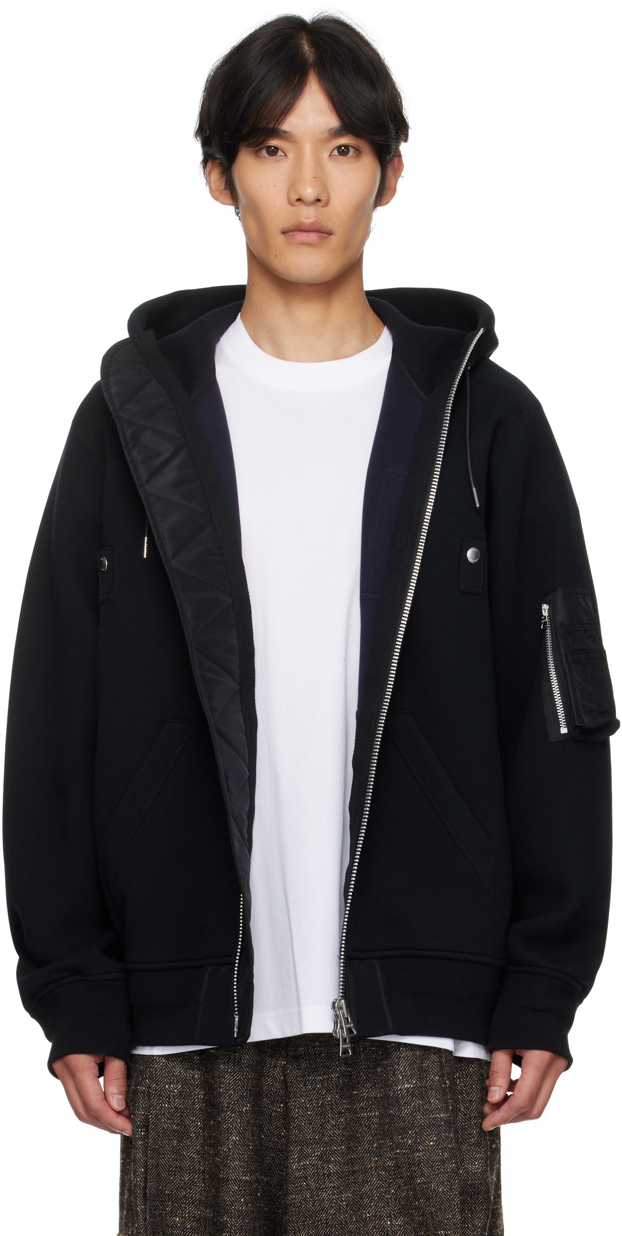 Black Sponge Sweat Hoodie by sacai on Sale