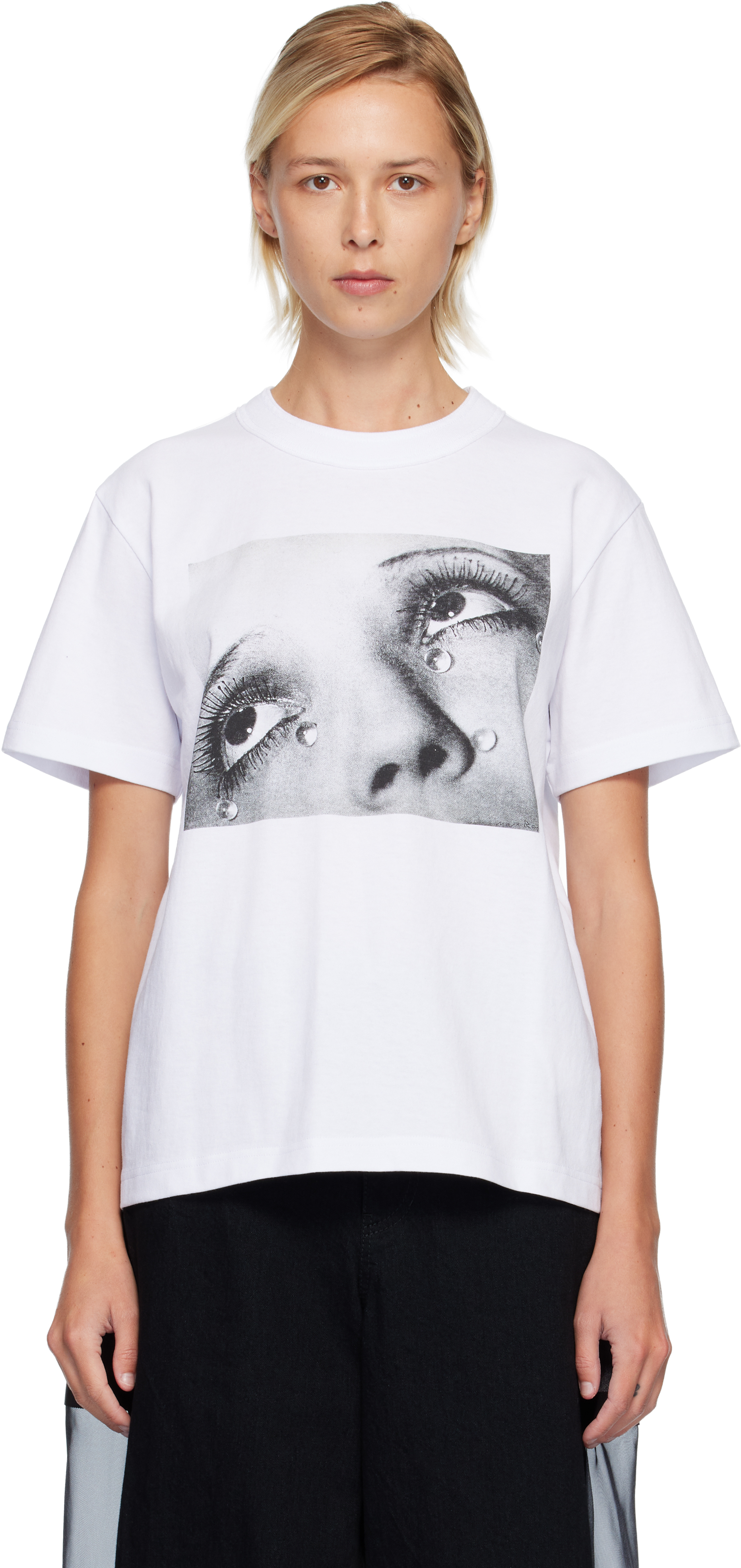 sacai: ホワイト Man Ray プリントTシャツ | SSENSE 日本