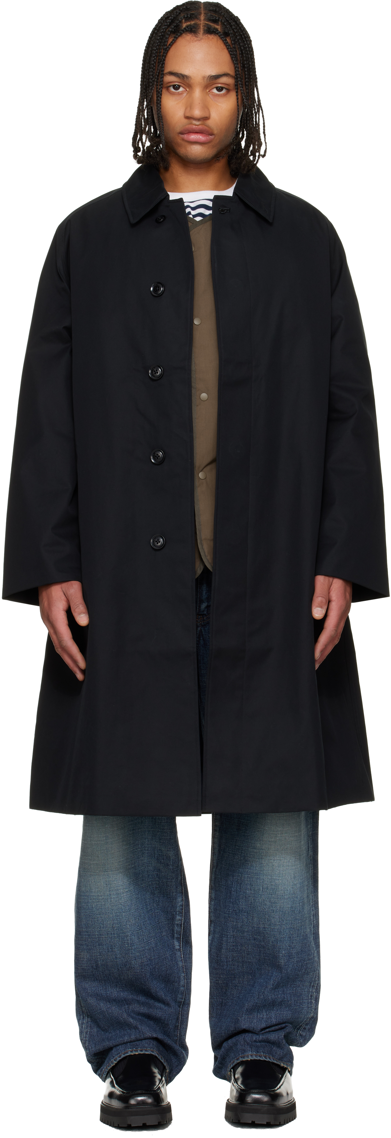 nanamicaのブラック 2L Cotton GORE-TEX ステンカラーコートがセール中