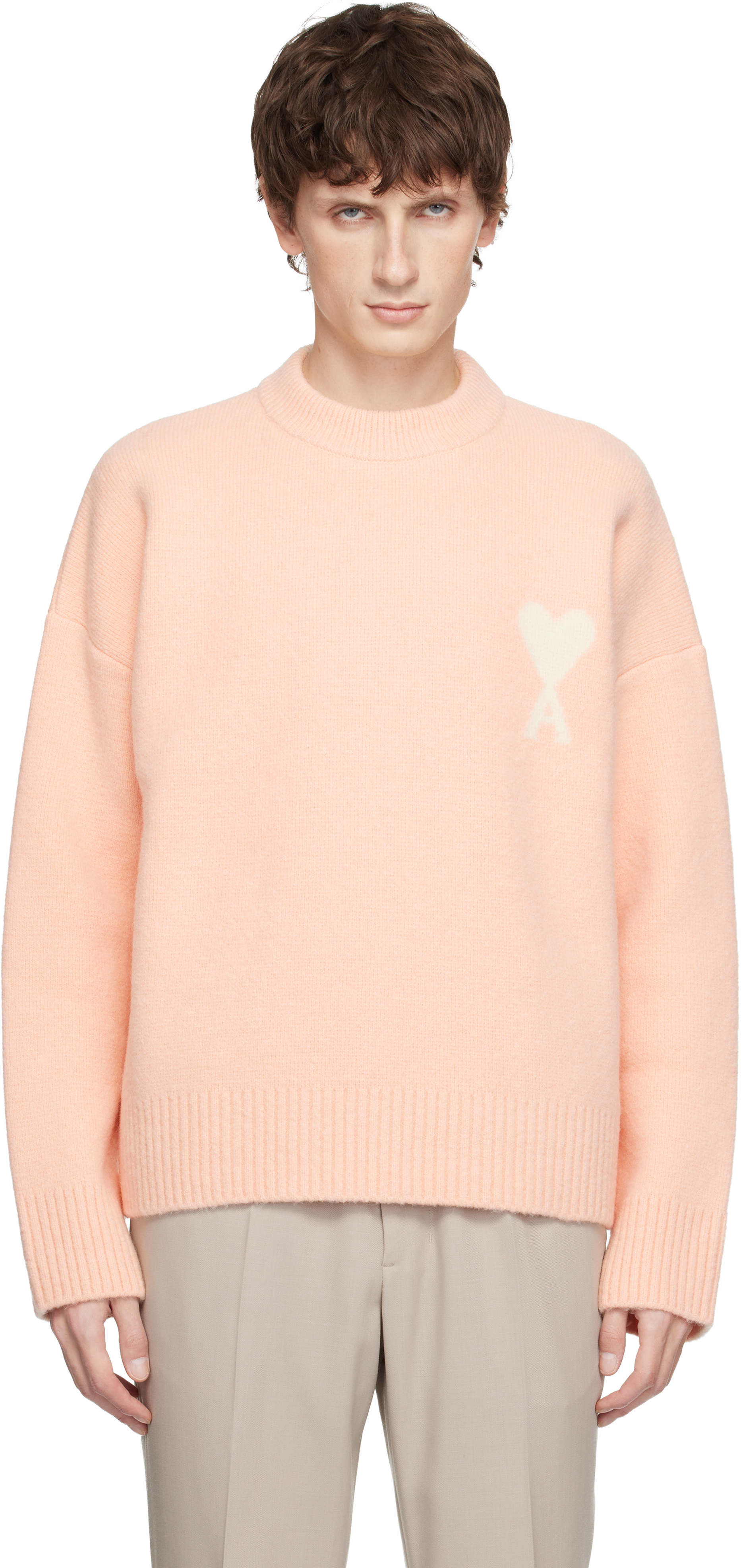 AMI Parisのピンク Ami de Coeur アルパカ クルーネックセーターがセール中