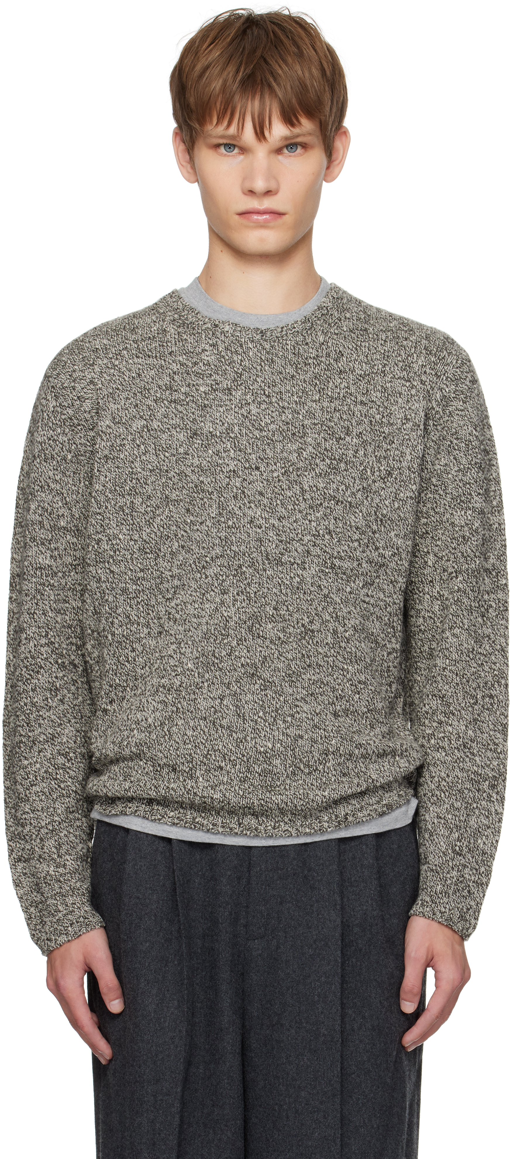 Black & White Airy Silk Wool Knit Sweater by AURALEE on Sale