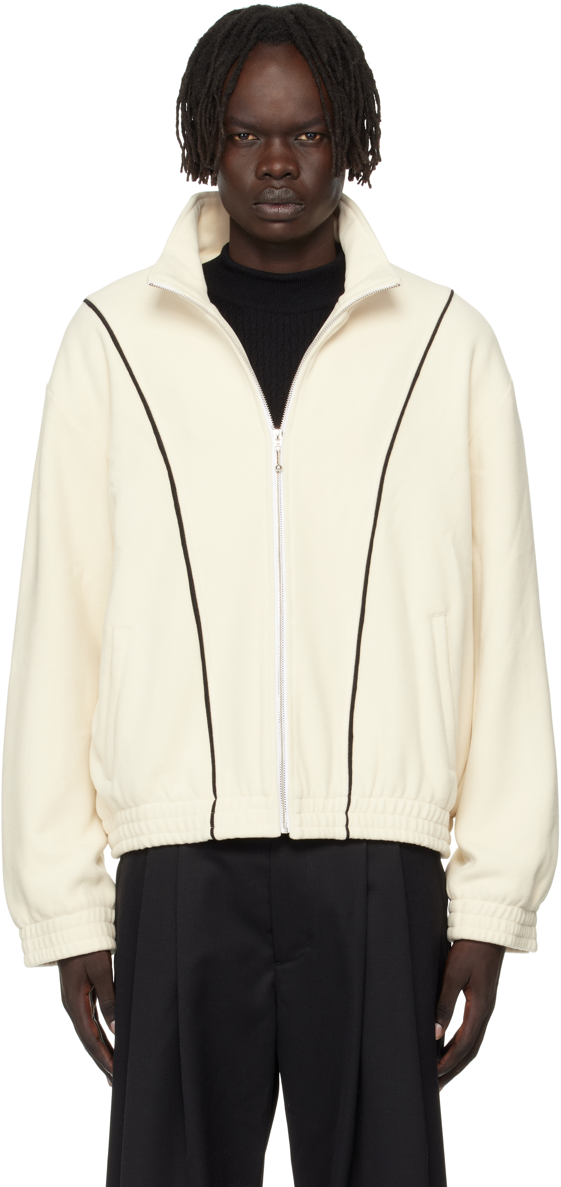 Off-White Fleece Track Jacket by Ernest W. Baker on Sale