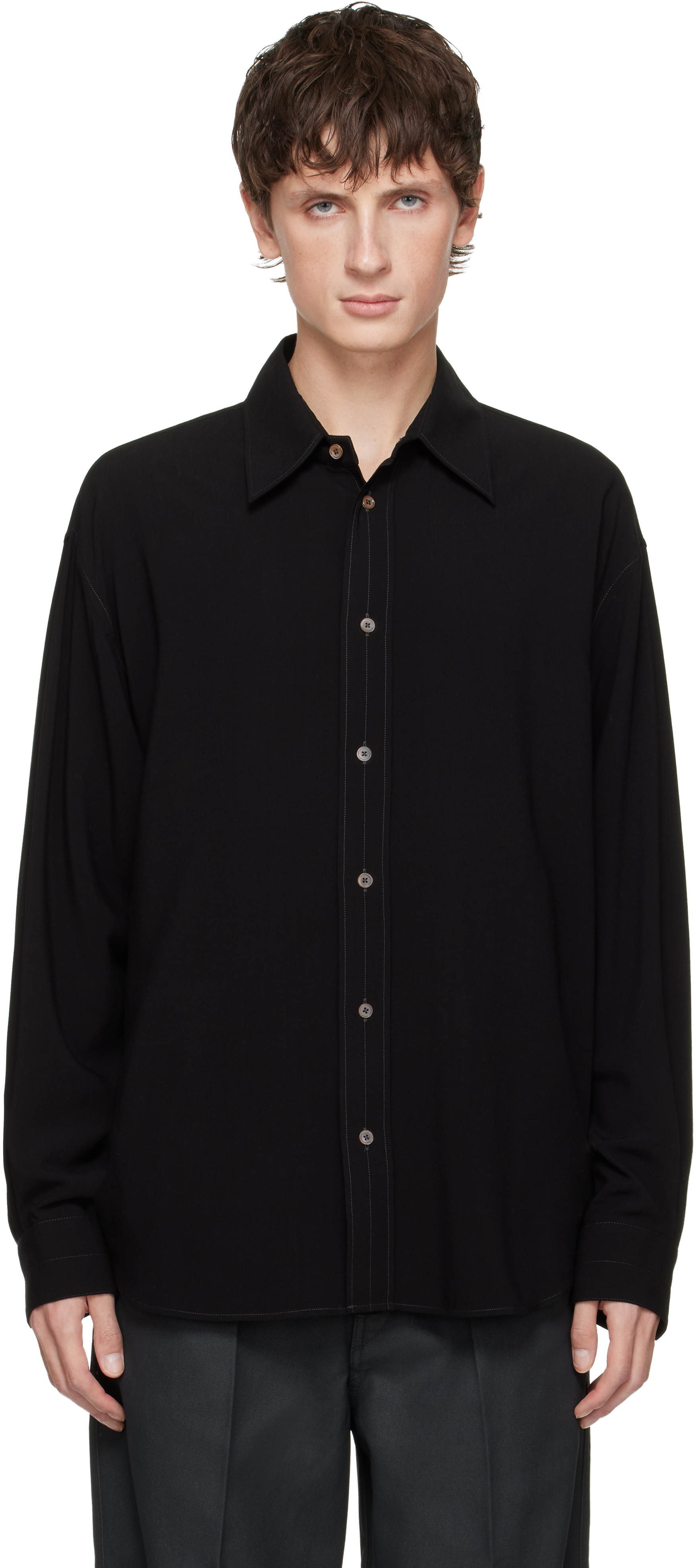 Black Relaxed Shirt by LEMAIRE on Sale
