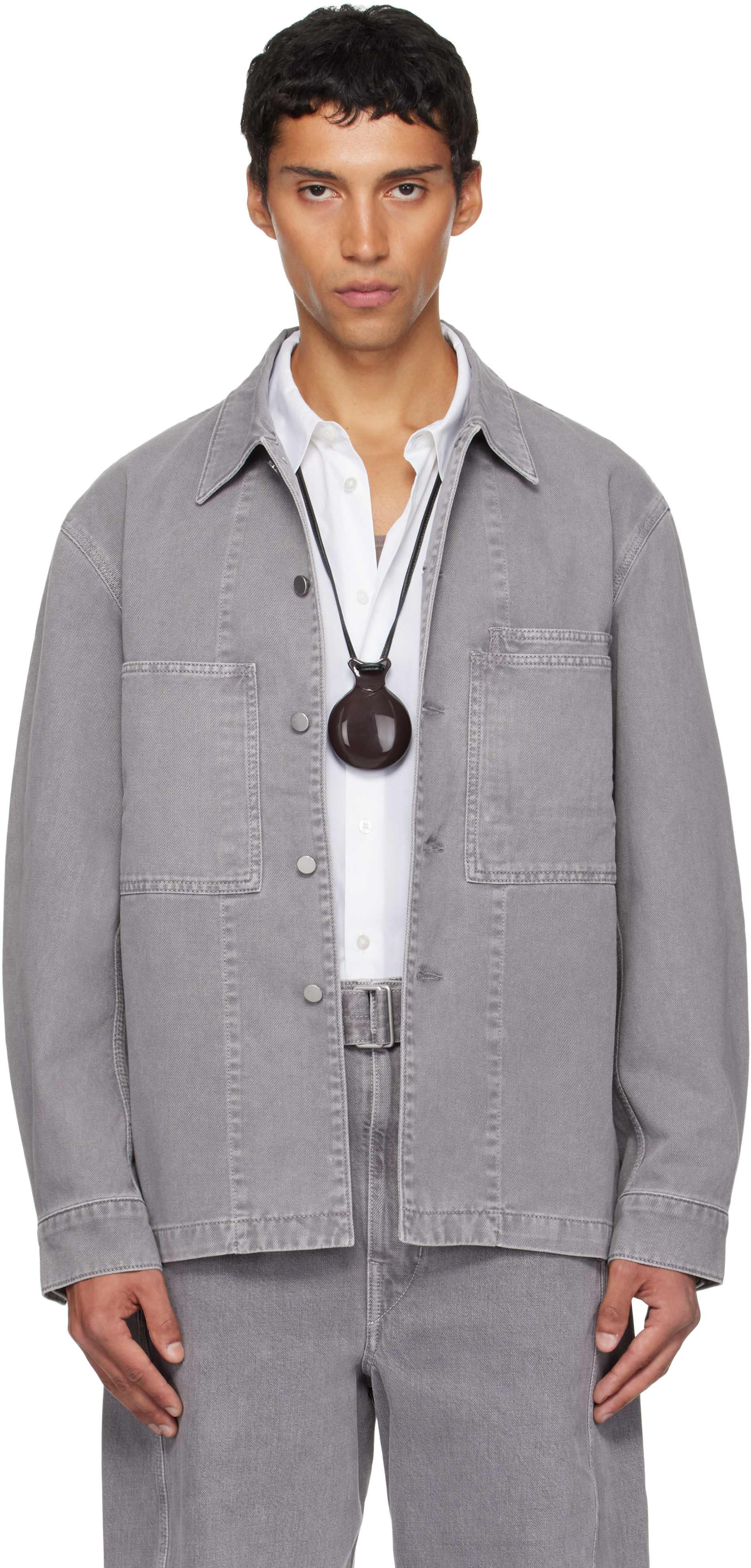 Gray Workwear Denim Overshirt by LEMAIRE on Sale