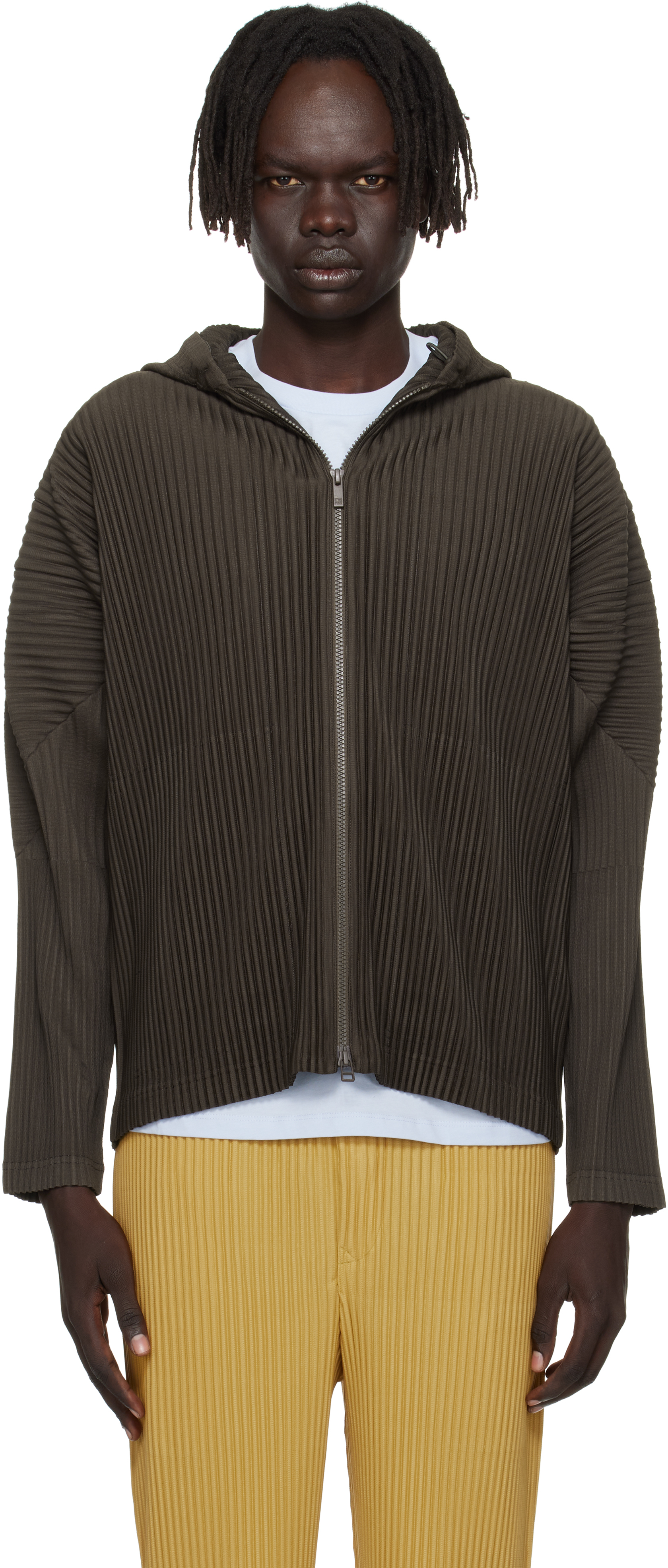 Brown Monthly Color June Hoodie by HOMME PLISSÉ ISSEY MIYAKE on Sale
