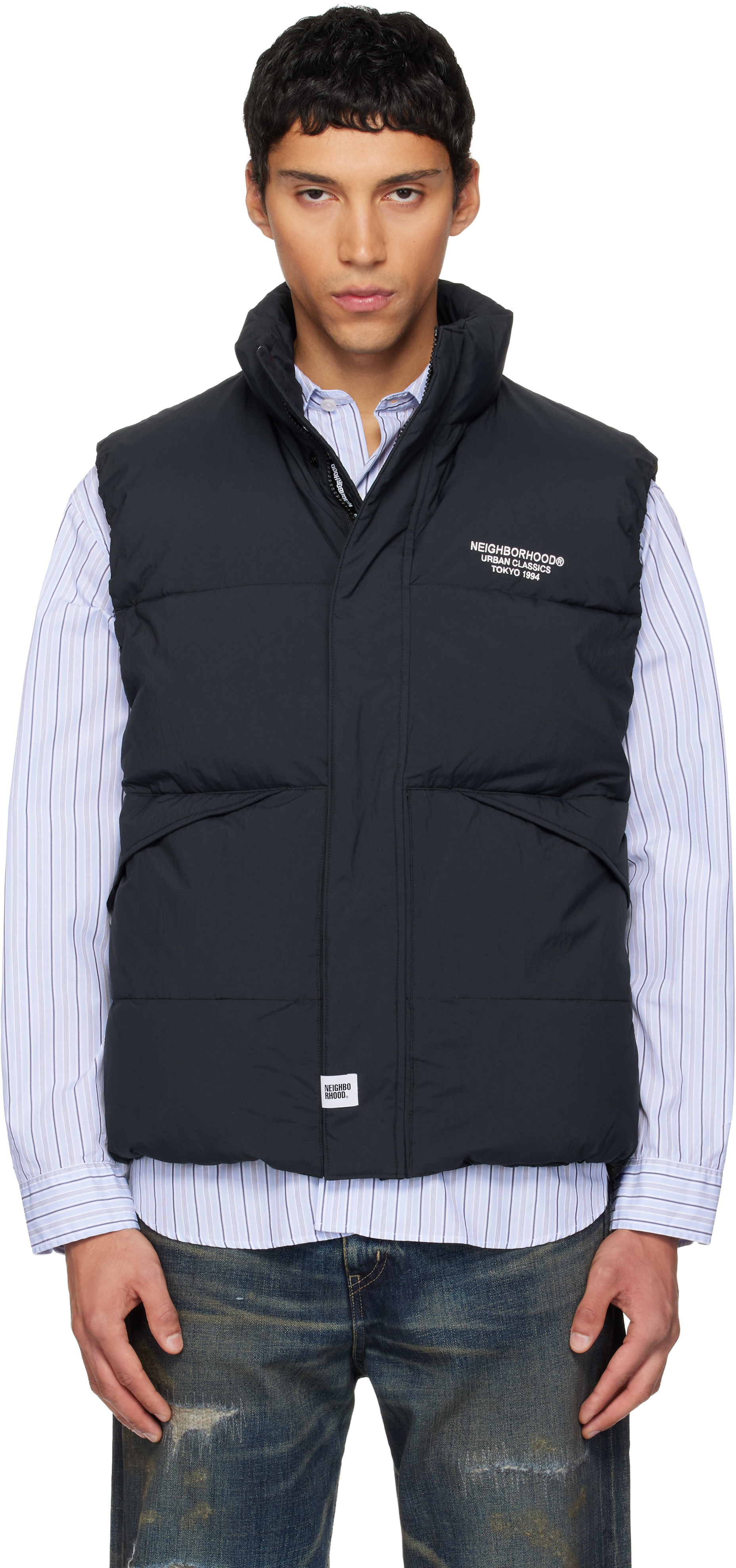 Neighborhood: ブラック Classic ダウンベスト | SSENSE 日本