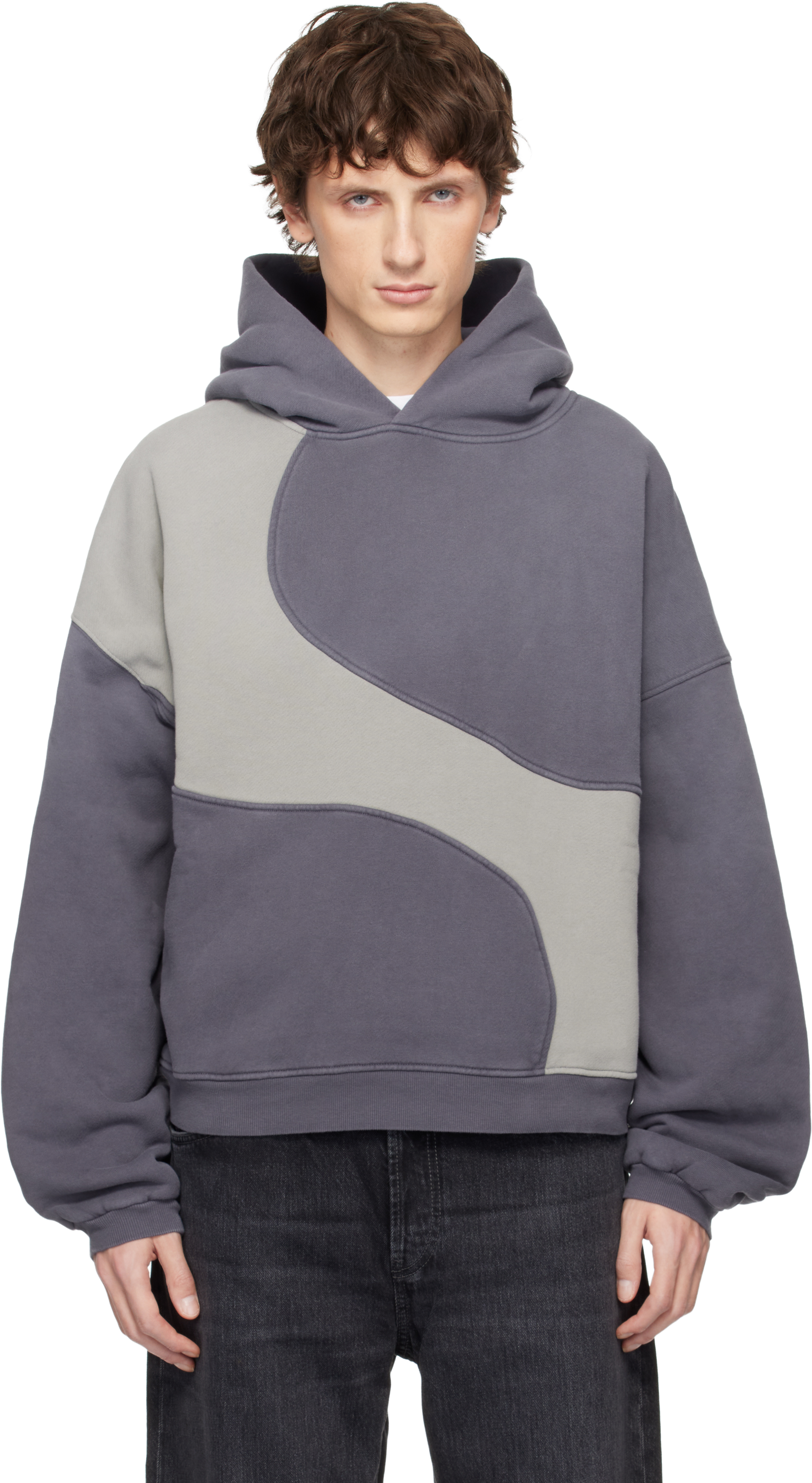Gray Wave Hoodie by ERL on Sale