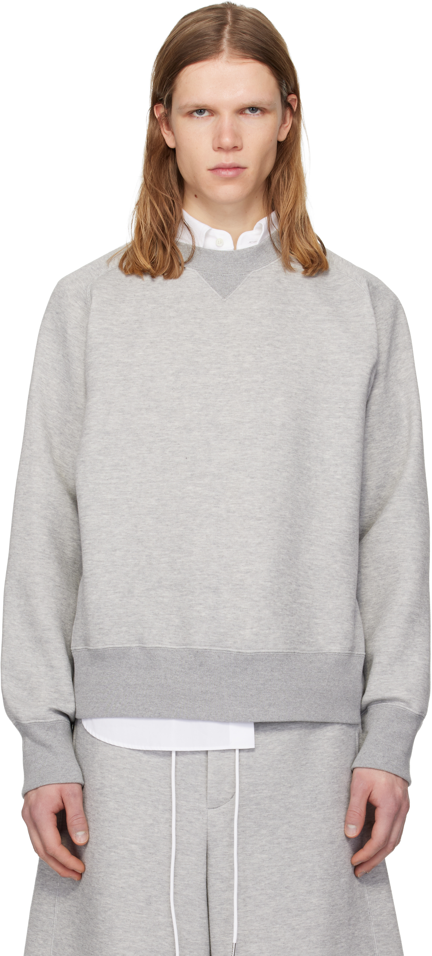 sacai: グレー Sponge Pullover スウェットシャツ | SSENSE 日本