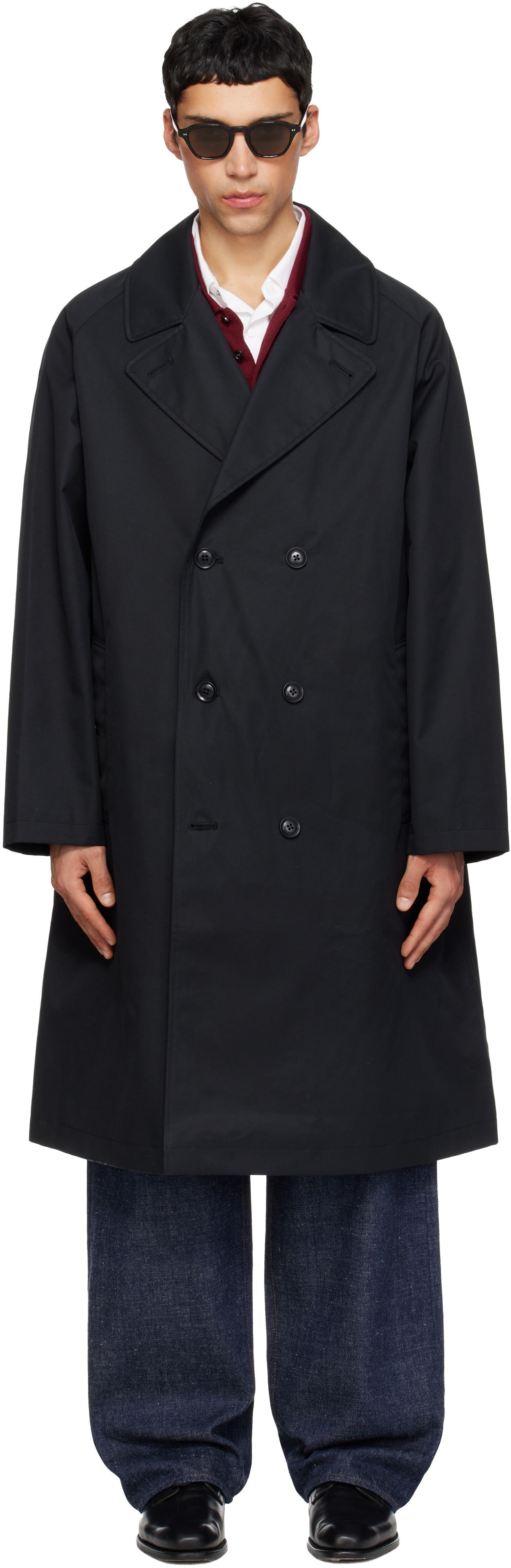 nanamica: ブラック 2L GORE-TEX コットン ダブルブレスト コート