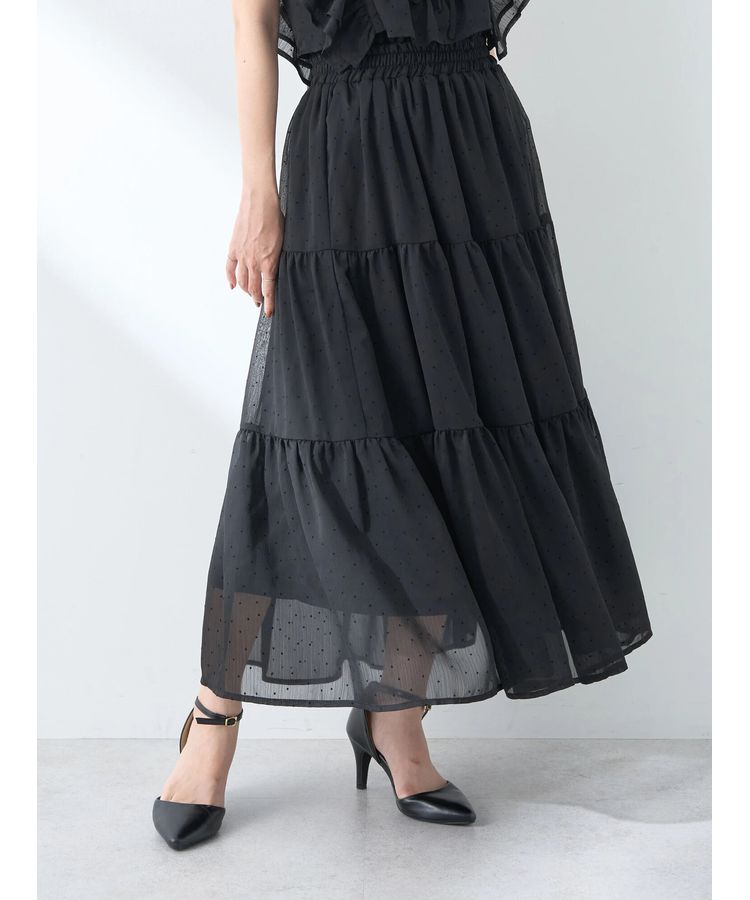 フロッキードットシアーティアードスカート/earth music&ecology