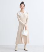 ◇【エムズグレイシー】白襟 ストライプ ニットワンピース 38 M´S