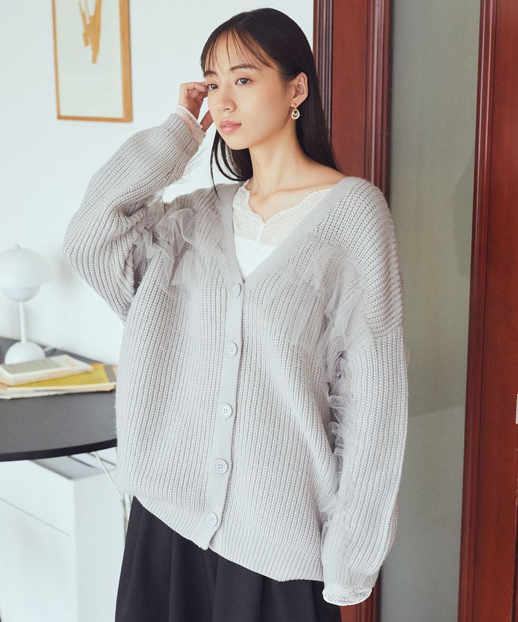 チュールフリルカーディガン/earth music&ecology（アース