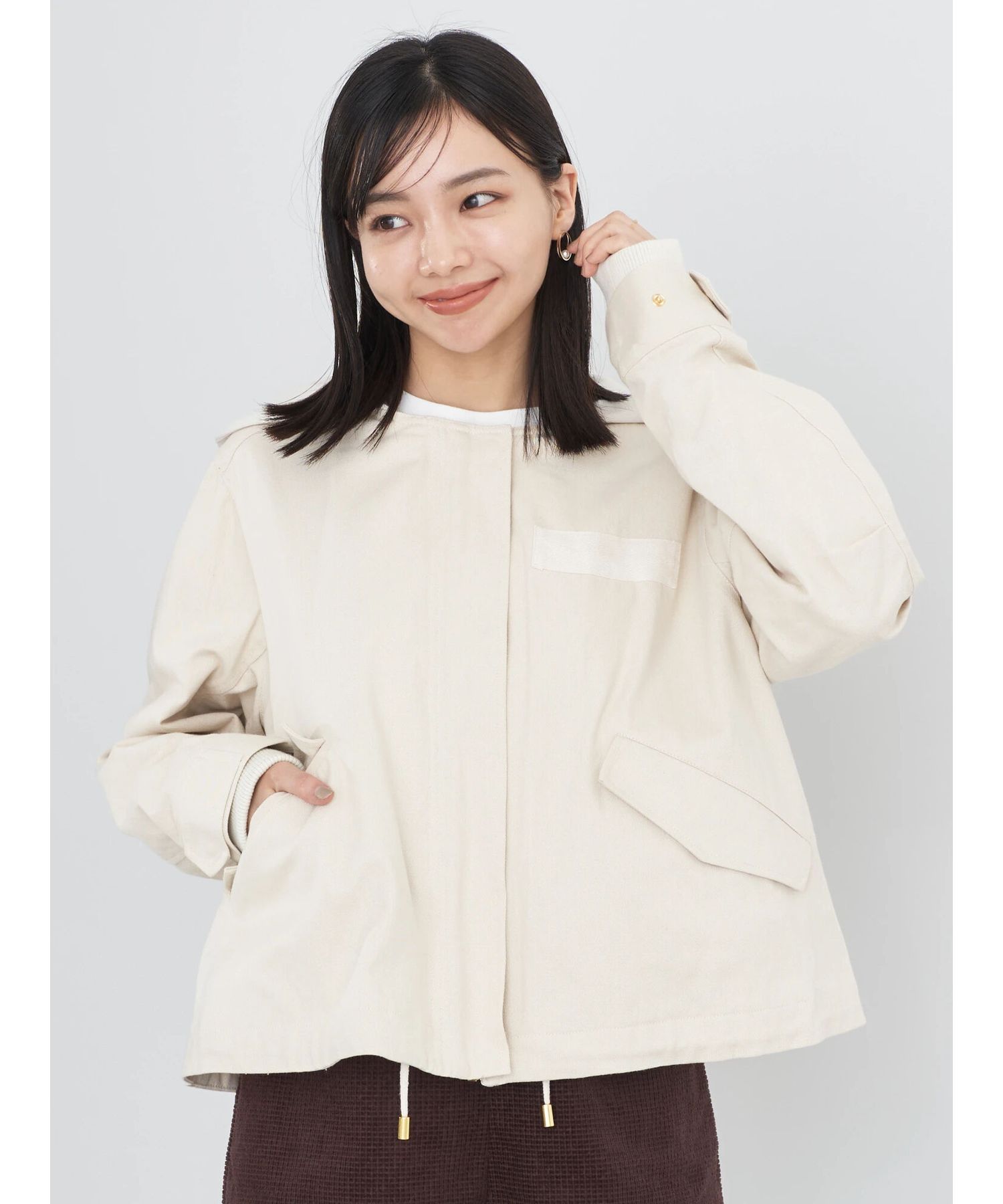 パーカー付きミリタリーブルゾン/earth music&ecology（アース