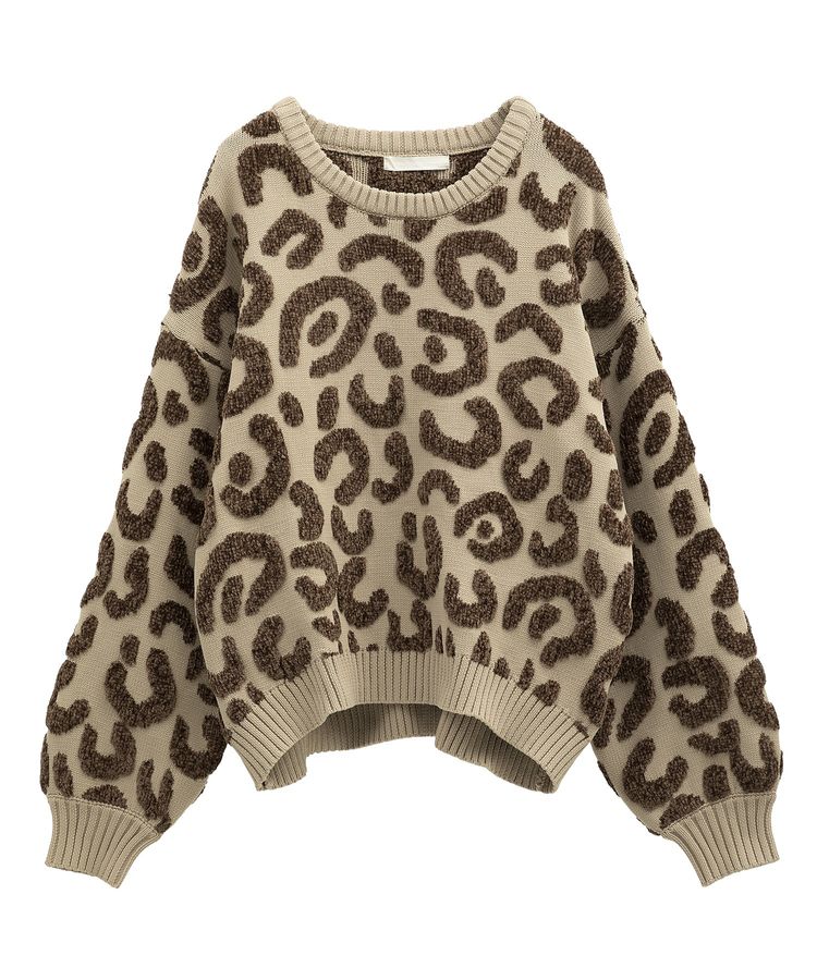 furry rate レオパードジャカードニット/Green Parks（グリーン