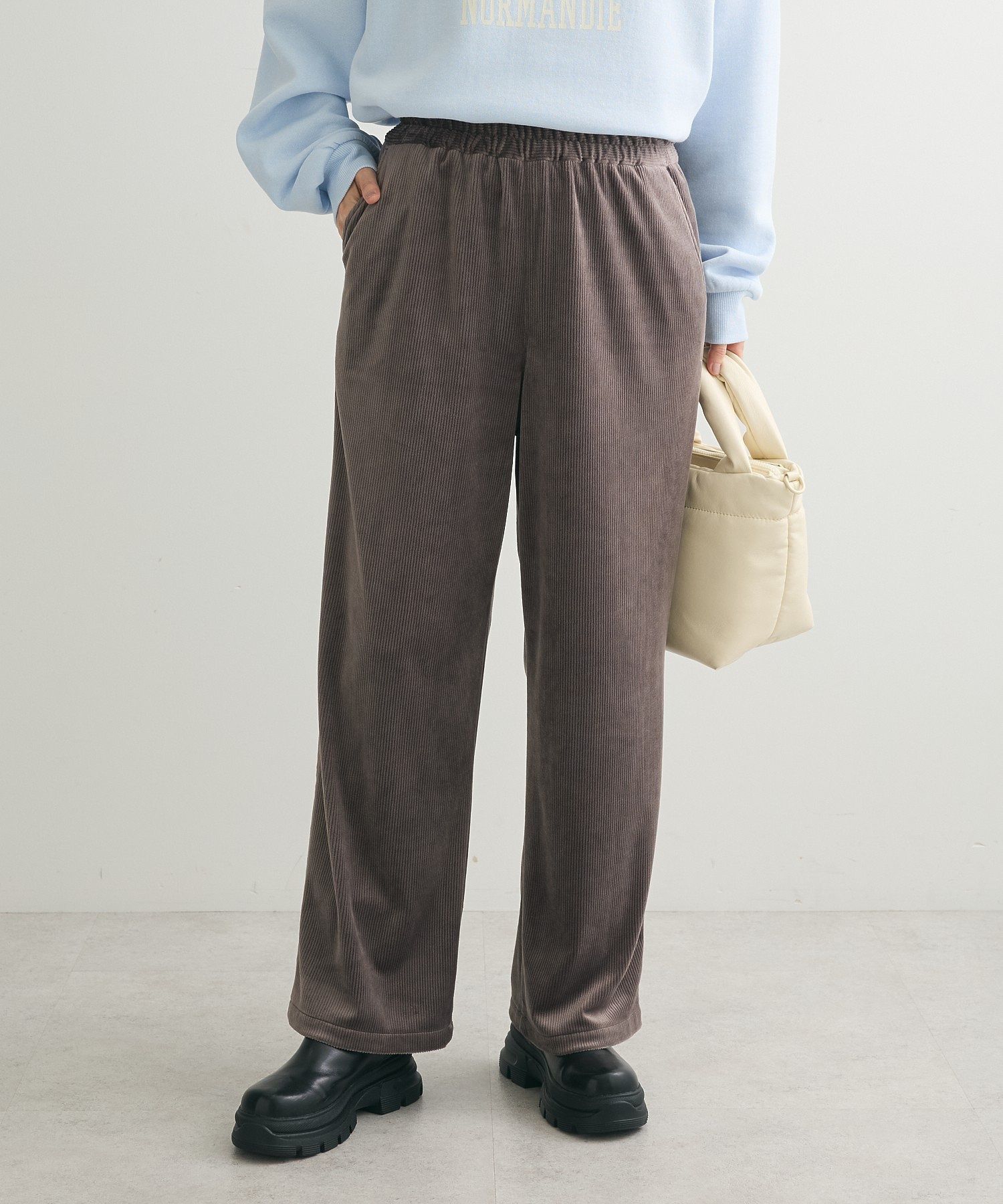 ぽかぽか裏起毛ベロアイージーパンツ/Green Parks（グリーン パークス