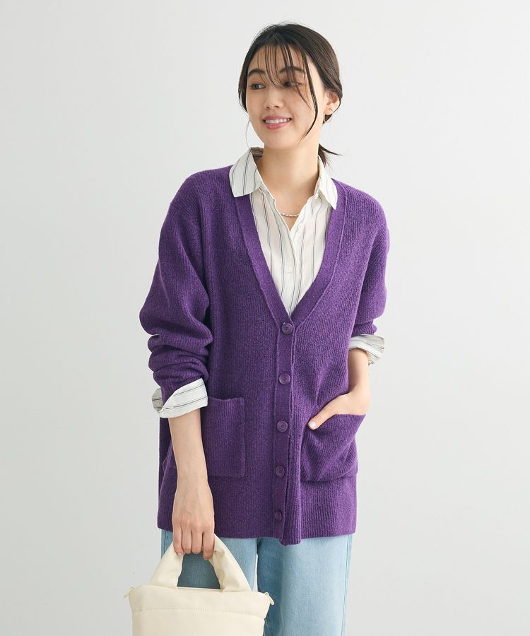 Vネック畦編みニットカーディガン/Green Parks（グリーン パークス）の