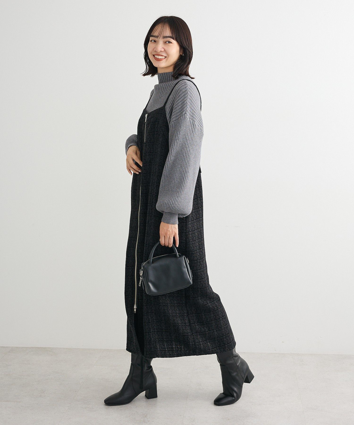 フロントZIPツイードキャミワンピース/Green Parks（グリーン パークス