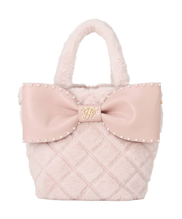 フェイクファーパールリボントートバッグ/Maison de FLEUR（メゾン ド