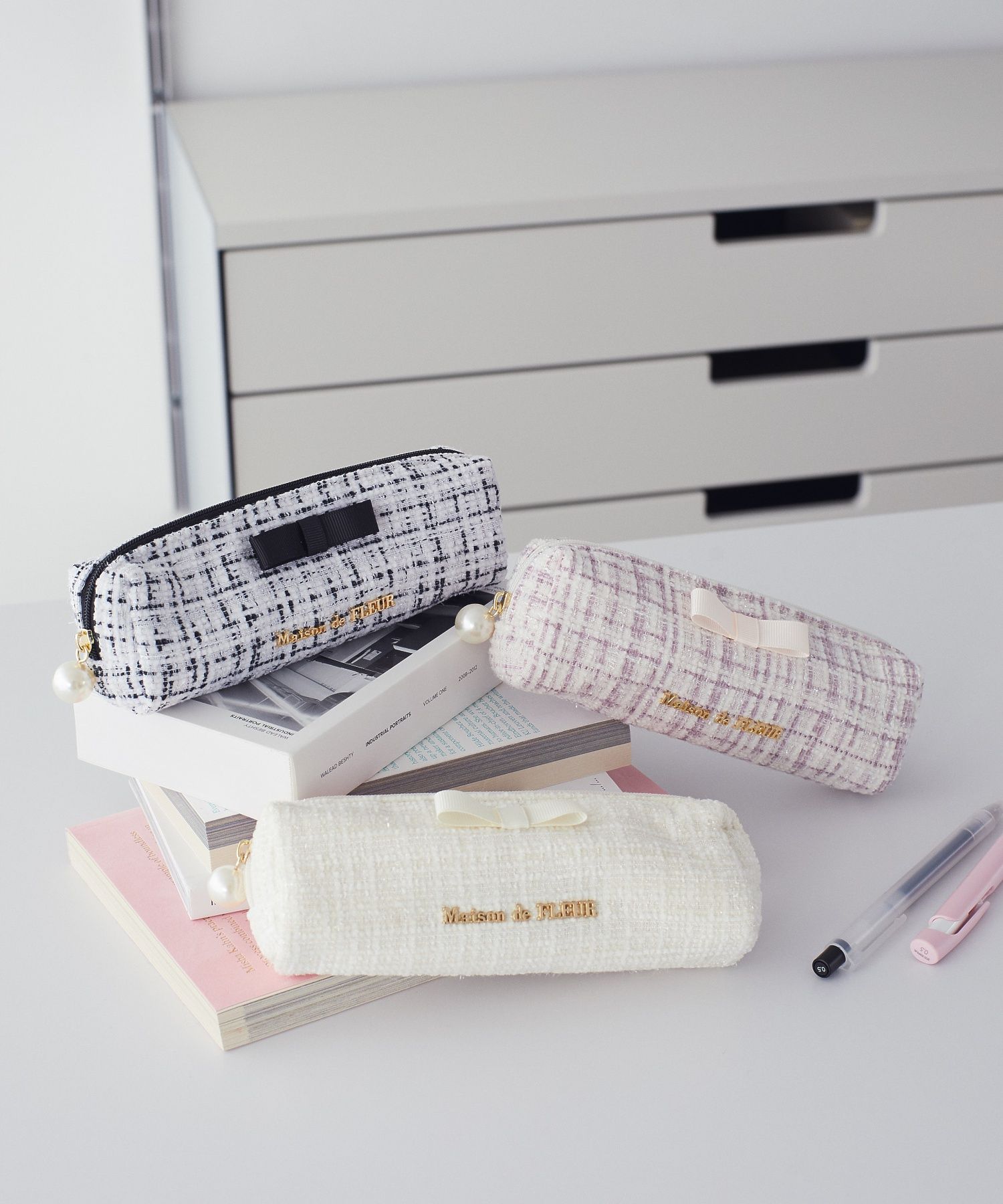 グログランリボンツイードロングポーチ/Maison de FLEUR（メゾン ド