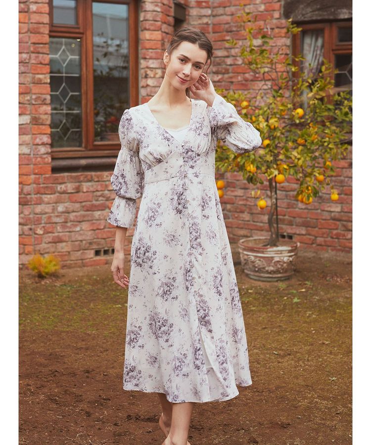 フラワープリントワンピース/Maison de FLEUR Petite Robe（メゾンド