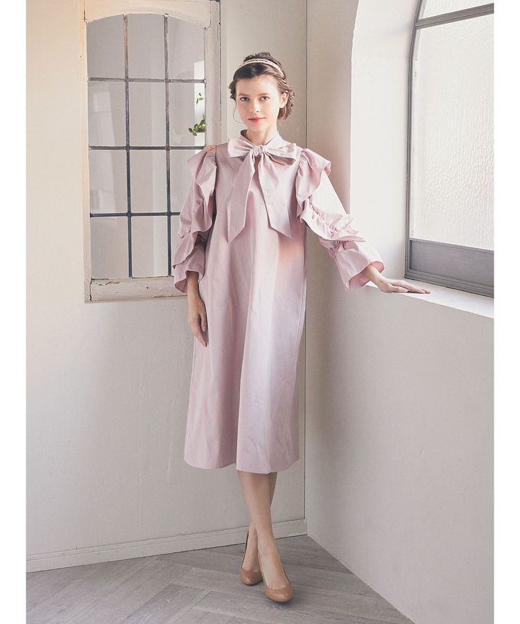 ラッフルボウタイワンピース/Maison de FLEUR Petite Robe（メゾンド